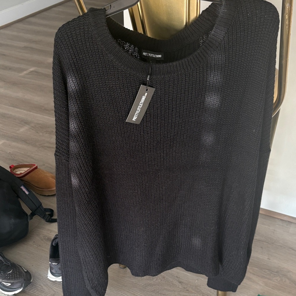 Black oversized scoop neck sweater